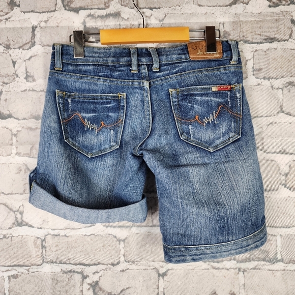 Guess Denim Bermuda Shorts Jorts Convertible Distressed Blue Size Medium - Picture 8 of 14
